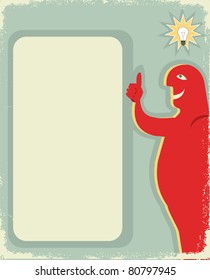 man and good idea.Vector poster for text on old paper texture