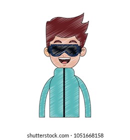 Man with googles cartoon