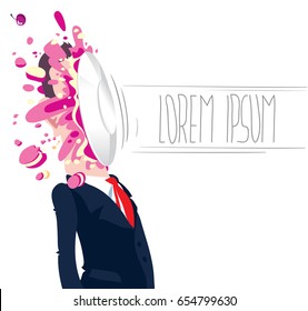 Man Got A Cake In The Face. Isolated. Cartoon Vector Illustration