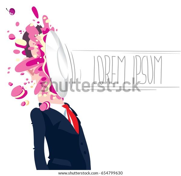 Man got a cake in the face. Isolated.\
Cartoon vector\
illustration