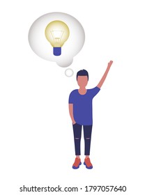 Man got an idea. Idea brainstorming. light bulb concept. Vector illustration in a flat style.