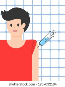 A man got injection to protect Covid-19. Healthcare.