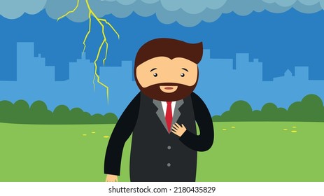 A man got scared during a thunderstorm in the park