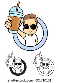 man grab drink logo 