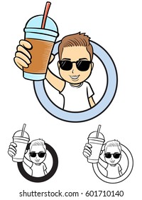 man grab drink logo 