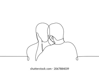 man grabbed another's face - one line drawing vector. the concept of repose; consolation; emotional support; persuade someone; desperate to beg; try to kiss 