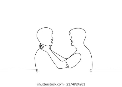 man grabbed the neck another man he is very angry    one line drawing vector  concept murder by strangulation  metaphor for annoyance by person   his behavior