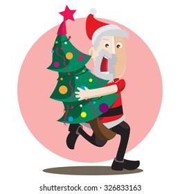 a man grabbing a Christmas tree