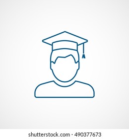 Man In Graduation Cap Blue Line Icon On White Background