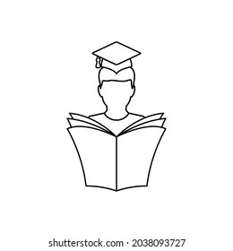 man in graduation cap with book icon vector   education sign