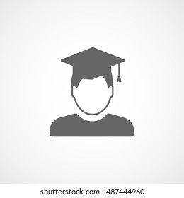 Man In Graduation Cap Flat Icon On White Background