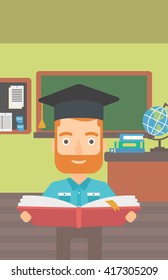 Mann im Graduierungslager-Holbuch.