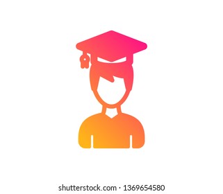 Man in Graduation cap icon. Education sign. Student hat symbol. Classic flat style. Gradient student icon. Vector