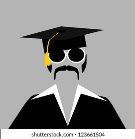 man with graduation cap and sunglasses