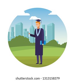man graduation ceremony diploma
