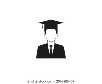 Man, graduation hat icon. Vector illustration. Flat design.