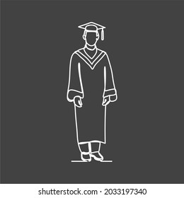 man graduation oneline continuous line art premium vector