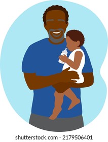 Man Grandfather Feeding The Baby From A Bottle With Milk. Child Care. Parental Responsibilities. Father's Day. Relationship Of Grandparents And Grandchildren. African American Dad. Grandparents Day