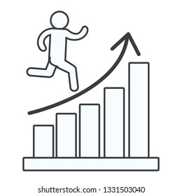man with graph pictogram cartoon