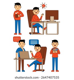 Designer Gráfico Man Profesion Character Vetor Illustration