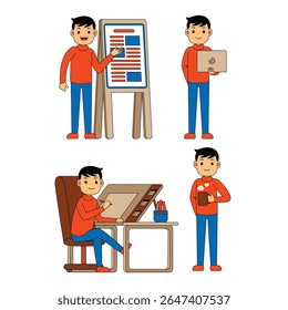 Designer Gráfico Man Profesion Character Vetor Illustration
