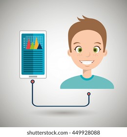 man with graphics isolated icon design, vector illustration  