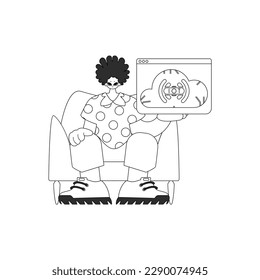 Logotipo de los hombres que agarran el Internet de las Cosas, representación artística de líneas