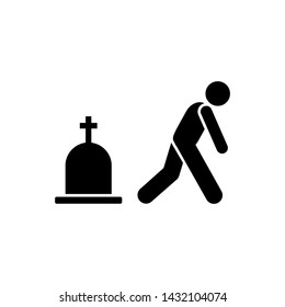 Man graves funeral sorrow icon. Element of pictogram death illustration