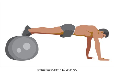 Man with gray fit ball