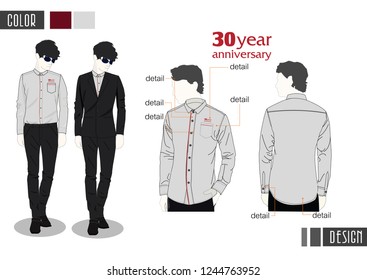 man gray shirt long sleeve vector