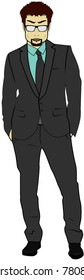 a man in a gray suit and glasses