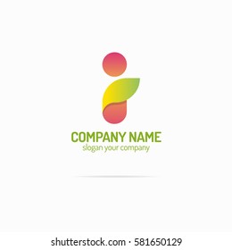 Hombre con el logo de la hoja verde. Yo carta el logo. Ilustración vectorial