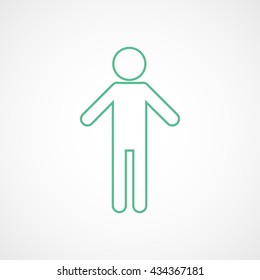 Man Green Line Icon On White Background