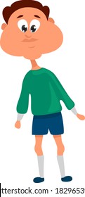 Man in green sweater, illustration, vector on white background