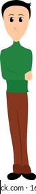 Hombre con cuello verde, ilustración, vector sobre fondo blanco.