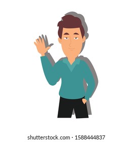 Man with greeting concept. Creative people idea design. Flat vector for web page, brochure or presentation. 