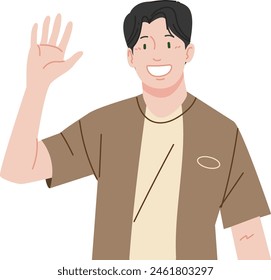a man is greeting in a friendly manner