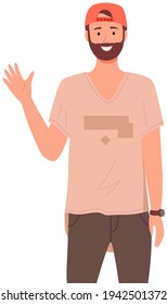 Man greeting gesture. Nations representatives waving hand saying hello