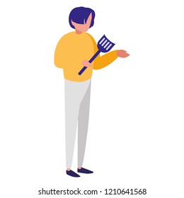 man with grill spatula