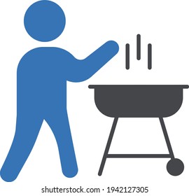 man grilled vector glyph colour icon