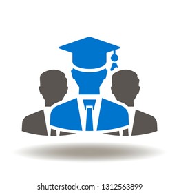Man group graduation cap icon vector. Graduates logo. Education students symbol.