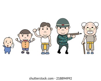 Man Growing Vector for every life.Born until old.