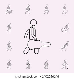 man with guitar bag illustration icon. Male Bag and luggage icons universal set for web and mobile