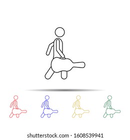 man with guitar bag multi color style icon. Simple thin line, outline vector of vmle bag and luggage icons for ui and ux, website or mobile application