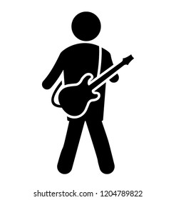 Man with guitar, guitarist icon 