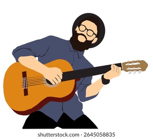 homem com um guitarrista vetor