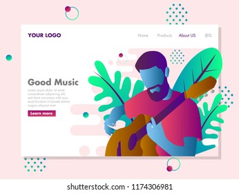 Man with Guitar illustration for landing page