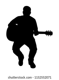 Man with guitar silhouette vector. Person concept.