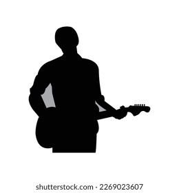 A man with guitar vector art illustration.