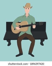 Mann mit Gitarre-Vektorgrafik